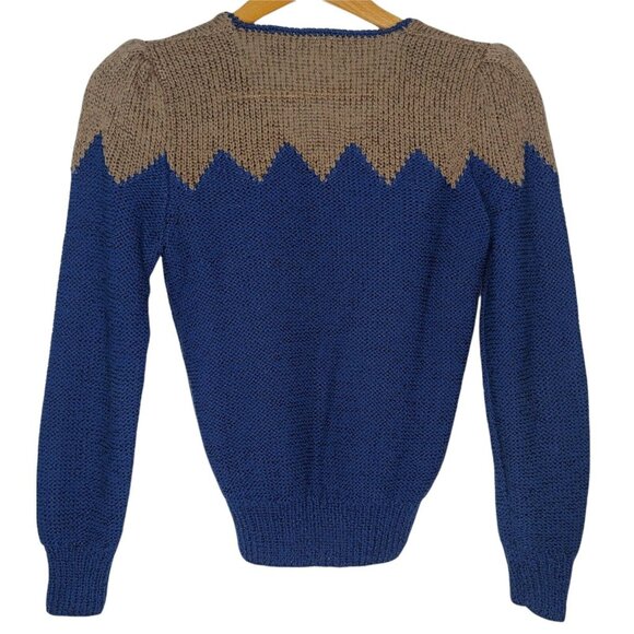 Vintage Weathervane Womens Small Sweater Pullover Geometric Teal Brown Retro - Picture 2 of 6